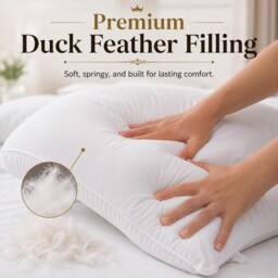 Duck Feather & Down V Shaped Pillow With Free White Pillowcase Orthopedic Head Neck Back Support 74cm X 34cm - thumbnail 2
