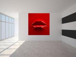 3D Self Adhesive Wallpaper Red Lips Wall Mural/Stickers Self-Adhesive Fabric Covering Peel & Stick - thumbnail 2