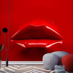 3D Self Adhesive Wallpaper Red Lips Wall Mural/Stickers Self-Adhesive Fabric Covering Peel & Stick
