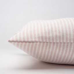Woven Ticking Stripe Cushion Cover in Soft Rose Pink. Nautical Stripes, Modern Design. 17x17 - thumbnail 2