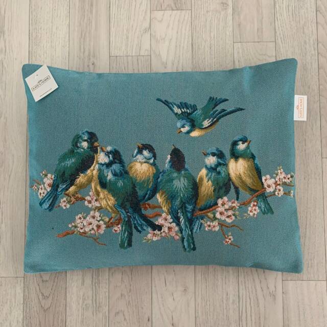 Vintage Style Tapestry Cushion Cover Birds On Branch, 45x34cm - image 1