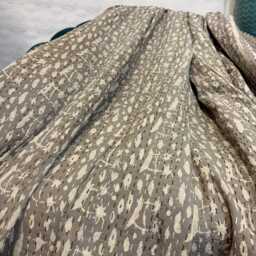 Kantha Stitch Bagru Hand-Print Pure Cotton Reversible Bed/Sofa Throw King Size - Handmade Floral Dohar Earthen Autumn Mud Beige Abstract - thumbnail 2
