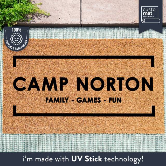 Personalized Camp Family Name Doormat - Custom Coir Mat New Home Gift Housewarming - image 1