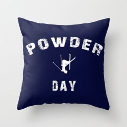 Ski Pillow Or Cover, Powder Day, Home Decor, Navy Blue, Decor, Throw Cover, Winter Interior Design, Skiing Gift, Free - thumbnail 1