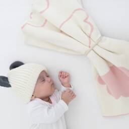 Cloud Knit Baby Blanket - Personalized Knitted-In Name, Organic Cotton Newborn Throw - thumbnail 2