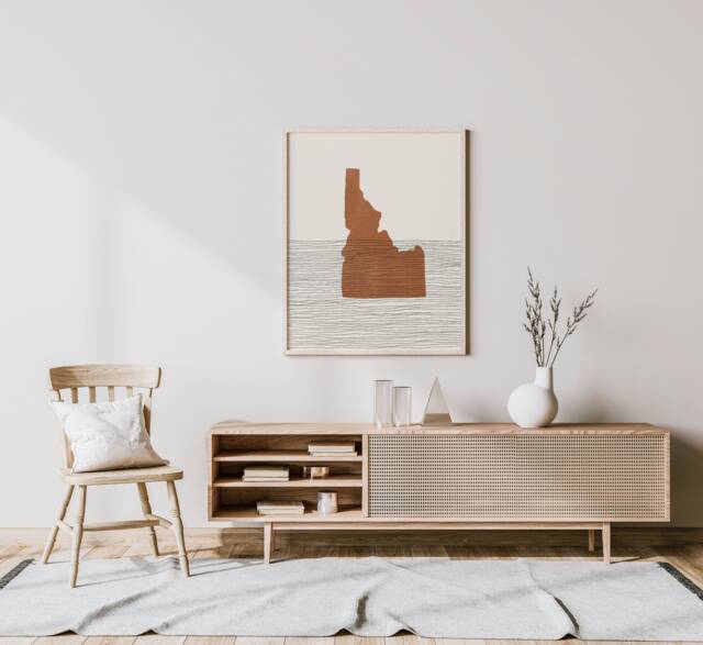 Boho Decor - Idaho Mid Century Wall Art, Minimalist Art & Abstract Print, State Map Print Gift Idea - image 1