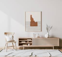 Boho Decor - Idaho Mid Century Wall Art, Minimalist Art & Abstract Print, State Map Print Gift Idea - thumbnail 1