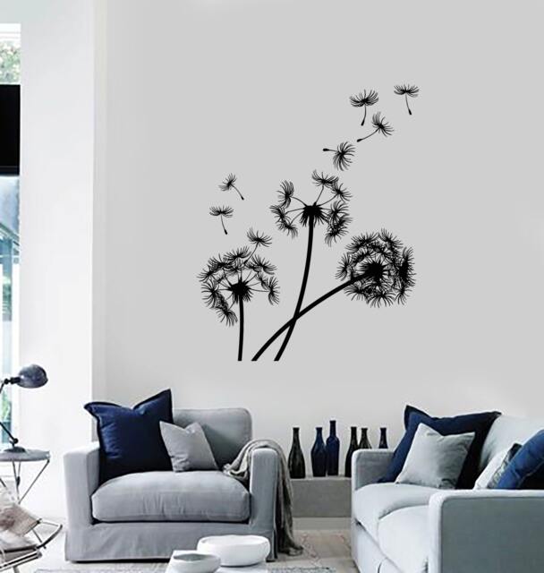 Wall Vinyl Decal Dandelions Puffball Bouquet Of Flowers Blowing Seeds Flower Ornament Modern Home Decor - #1128Di - image 1