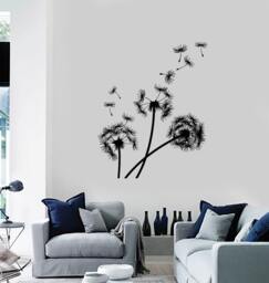 Wall Vinyl Decal Dandelions Puffball Bouquet Of Flowers Blowing Seeds Flower Ornament Modern Home Decor - #1128Di - thumbnail 1