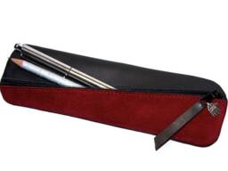 Two-Tone Leather Pencil Case Diagonal Nappa Case