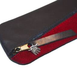 Two-Tone Leather Pencil Case Diagonal Nappa Case - thumbnail 2