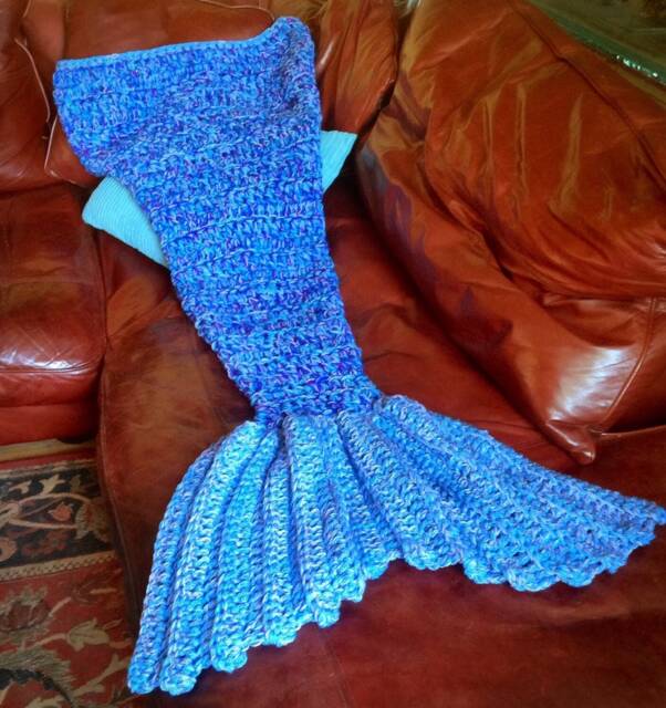 Crochet Mermaid Tail Blanket, Chunky Snuggle Sack, Handmade UK - image 1