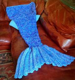 Crochet Mermaid Tail Blanket, Chunky Snuggle Sack, Handmade UK - thumbnail 1
