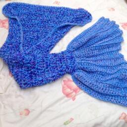 Crochet Mermaid Tail Blanket, Chunky Snuggle Sack, Handmade UK - thumbnail 3