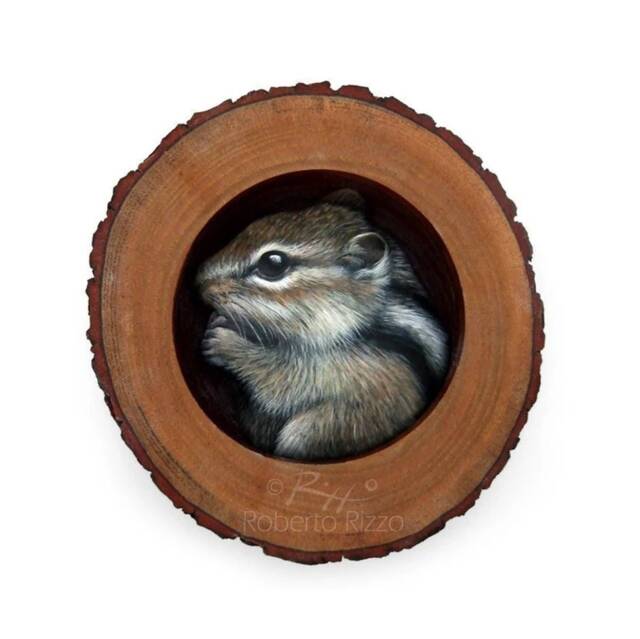 Cute Chipmunk in The Burrow - A Fantastic Piece Of Art To Decorate Your Home & A Unique Gift Idea For Nature Lovers By Roberto Rizzo - image 1