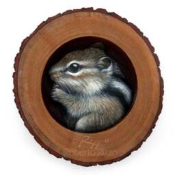 Cute Chipmunk in The Burrow - A Fantastic Piece Of Art To Decorate Your Home & A Unique Gift Idea For Nature Lovers By Roberto Rizzo - thumbnail 2