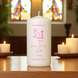Christening Candle - Baptism Holy Communion Personalised Colour Design - thumbnail 3