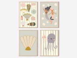 Mermaid, Shell & Sealife Nursery Children's Room Prints. - Prints Only - thumbnail 1