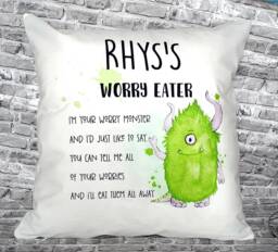 Personalised Worry Monster Pillow, Kids Anxiety Cushion - thumbnail 1