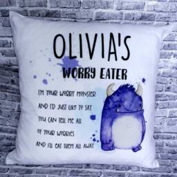 Personalised Worry Monster Pillow, Kids Anxiety Cushion - thumbnail 3