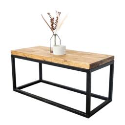 Industrial Welded Box Steel Coffee Table With Reclaimed Timber Top - Style - thumbnail 1