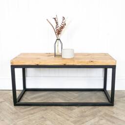 Industrial Welded Box Steel Coffee Table With Reclaimed Timber Top - Style - thumbnail 2