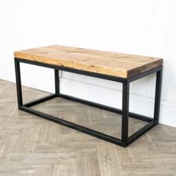 Industrial Welded Box Steel Coffee Table With Reclaimed Timber Top - Style - thumbnail 3