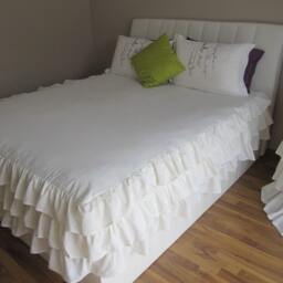 Ruffled Bedspread, Linen Skirted Coverlet, Waterfall Rows Ruffle Queen - Oversized King Bed Spread, Shabby Chic Custom Bedding Nurdanceyiz - thumbnail 3