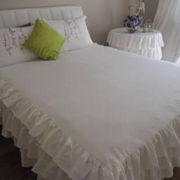 Ruffled Bedspread, Linen Skirted Coverlet, Waterfall Rows Ruffle Queen - Oversized King Bed Spread, Shabby Chic Custom Bedding Nurdanceyiz - thumbnail 4