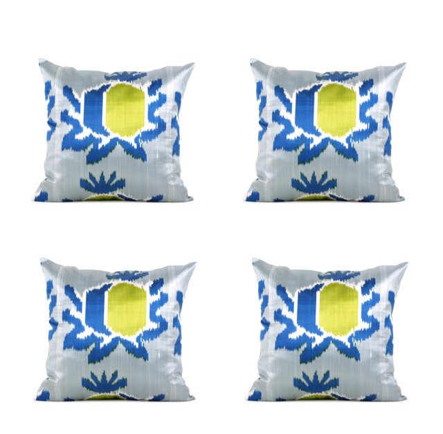 Set Of 4 Pcs, Ikat Pillow Cover, Silk & Cotton Pillow, 24.02 - image 1