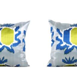 Set Of 4 Pcs, Ikat Pillow Cover, Silk & Cotton Pillow, 24.02 - thumbnail 2