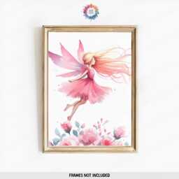 Pink Fairy Personalised Prints - Set Of 3 - Baby Girls Room Decor Nursery Wall Art Girl Bedroom Toddler Picture - thumbnail 3