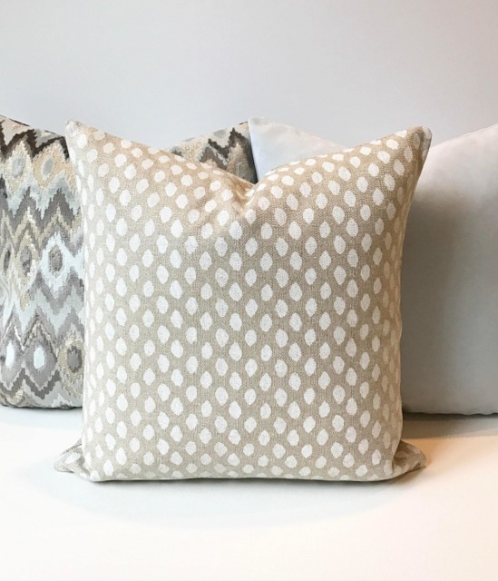 Oatmeal Tan & White Spotted Pillow Cover Modern Dotted Design - image 1