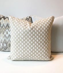 Oatmeal Tan & White Spotted Pillow Cover Modern Dotted Design - thumbnail 1