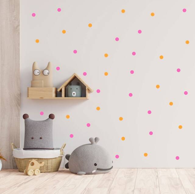 Pink & Orange Polka Dot Wall Stickers Boho Nursery Decor - image 1