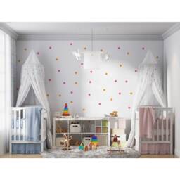 Pink & Orange Polka Dot Wall Stickers Boho Nursery Decor - thumbnail 2