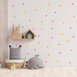 Pink & Orange Polka Dot Wall Stickers Boho Nursery Decor - thumbnail 1