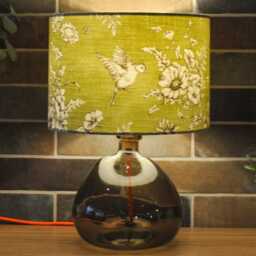 Green Bird Lampshade 20cm 25cm 30cm 35cm 40cm Drum Lamp Shade - Vintage Birds Shade, Olive, Sage Green, Handmade Ceiling Table - thumbnail 2