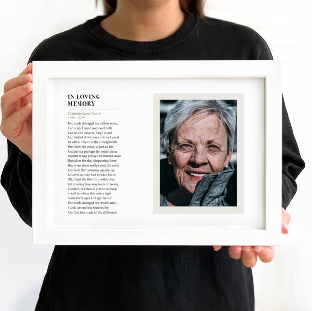 Use Your Own Photo & Poem Personalised Art Print. Family Memorial Anniversary Birthday Keepsake With Optional Framing - image 1