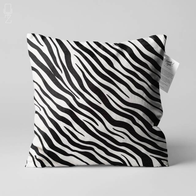 Black & White Cushion Cover With Zebra Pattern - Double Sided Printing Throw Pillow On The Chenille Multi Size Options Oeko-Tex - image 1