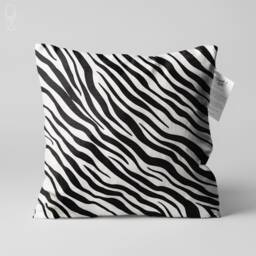 Black & White Cushion Cover With Zebra Pattern - Double Sided Printing Throw Pillow On The Chenille Multi Size Options Oeko-Tex - thumbnail 1