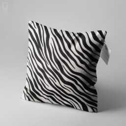 Black & White Cushion Cover With Zebra Pattern - Double Sided Printing Throw Pillow On The Chenille Multi Size Options Oeko-Tex - thumbnail 3