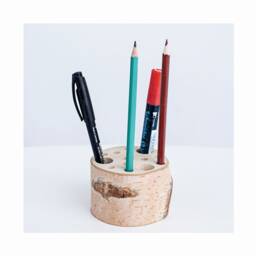 Rustic Wood Ce Certified Pen Holder With Different Holes, Wooden Rustic Desk Organizer - thumbnail 2