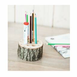 Rustic Wood Ce Certified Pen Holder With Different Holes, Wooden Rustic Desk Organizer