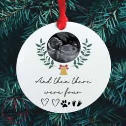 And Then There Were 4 Baby Scan Bauble - Bumps First Christmas Tree Decoration Dog/Pet Pregnancy Announcement New Gift - thumbnail 1