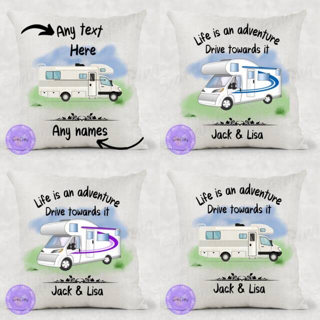 Personalized Motorhome Linen Cushion Campervan Owner Gift - image 1