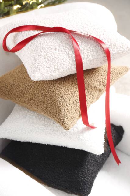 Boucle Pillow Cover, Boucle Cushion, Ecru Pillow, Black Beige Boucl?? Curly Pillow Brown& Cream - image 1