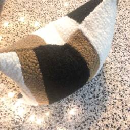 Boucle Pillow Cover, Boucle Cushion, Ecru Pillow, Black Beige Boucl?? Curly Pillow Brown& Cream - thumbnail 4