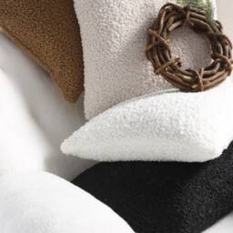 Boucle Pillow Cover, Boucle Cushion, Ecru Pillow, Black Beige Boucl?? Curly Pillow Brown& Cream - thumbnail 3