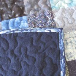 Blue Blocks Baby Quilt Cotton Flannel Stroller Blanket - thumbnail 3